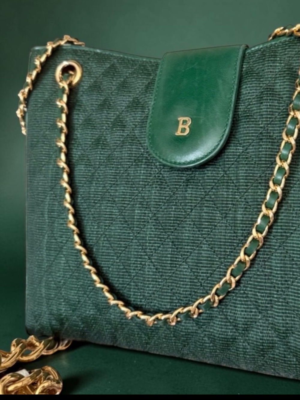 Vintage BALLY dark,green shoulder bag, RARE EUC - Picture 15 of 15